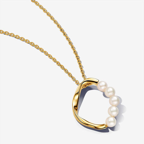 Pandora Organically Shaped Circle & Treated Freshwater Cultured Pearls Pendant Necklace