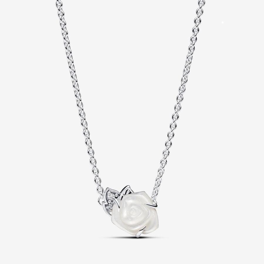 Pandora White Rose in Bloom Collier Necklace