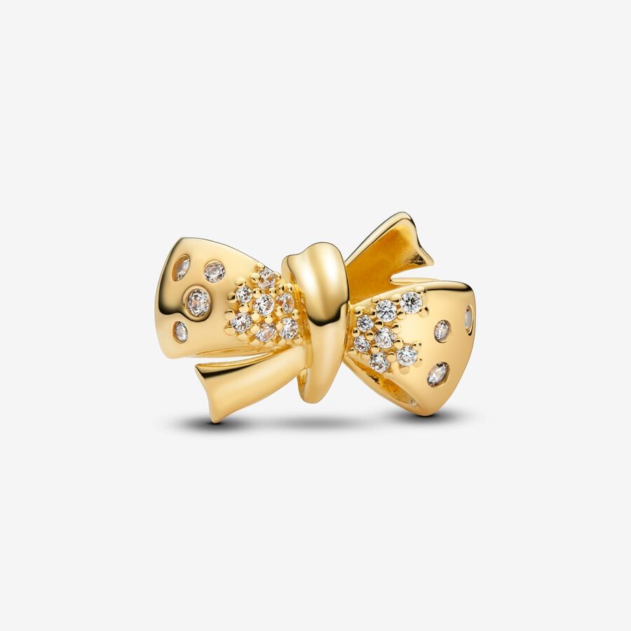 Pandora Sparkling Bow Charm-Gold